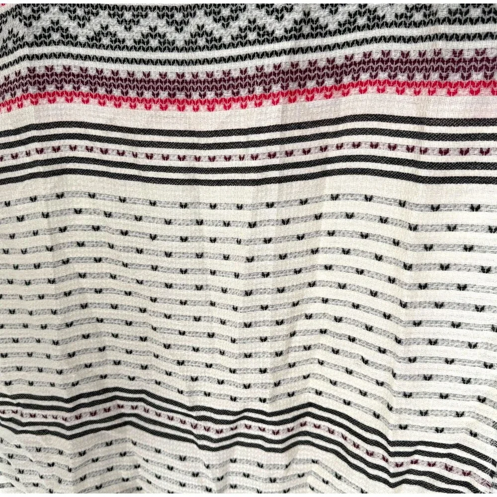 J. Jill Infinity Scarf Fair Isle Jacquard Cream Fringe Boho Wrap Knit Cozy NWT